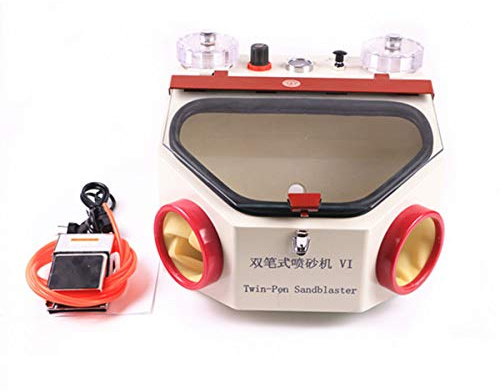 TJIRIS Two-Pen Sandblaster Machine Jewelry Dental Lab Sandblaster Sand Blaster (110V)