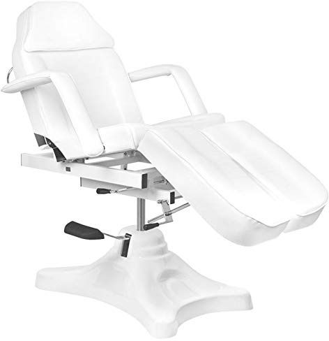 Activeshop Basic 234c Pedi Kosmetikliege Massageliege Massagestuhl Kosmetikstuhl Therapieliegen Behandlungsliege Weiss bis 180 kg belastbar Premium-PU-Leder 180 x 63 x (64-80) cm (L x W x H)