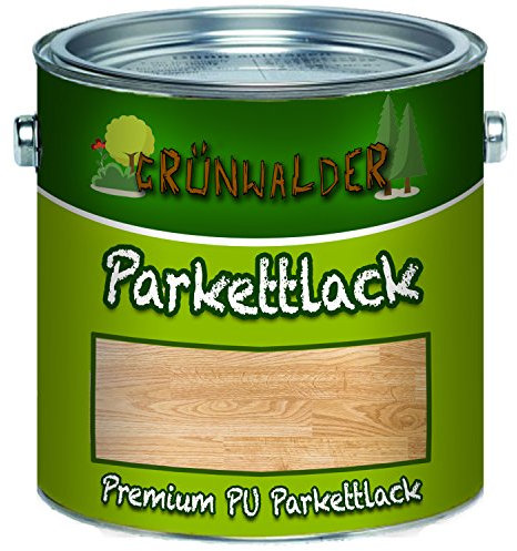 Grünwalder PREMIUM farbloser PARKETTLACK glänzend seidenmatt Holzversiegelung Treppenlack Parkettpflege Parkettöl (1 L, Glänzend)