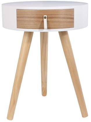 HOME DECO FACTORY Table de Chevet Nora avec Tiroir Design Élégant Blanc