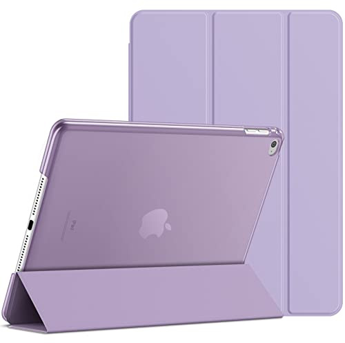 JETech Hülle für iPad Air 2, Helles Lila | Schlanke Transluzent Rückseite, Dreifach-Ständer, Auto Schlafen/Wachen, Stoßschutz