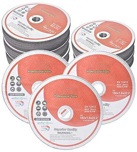 100 Pack 7 Inch Cut Off Wheels for Metal and Stainless Steel Cutting Discs for Angle Grinders 7 x 1/16 x 7/8 Inch