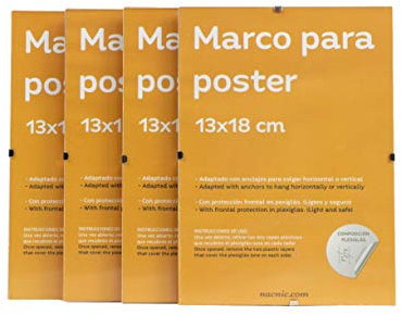 Nacnic Ensemble de 4 Cadre Photo Transparent avec des Clips pour protéger et Afficher Photos, diplômes, Panneaux d'affichage, Affiches... Cadres en différentes Tailles. Taille 13x18 cm