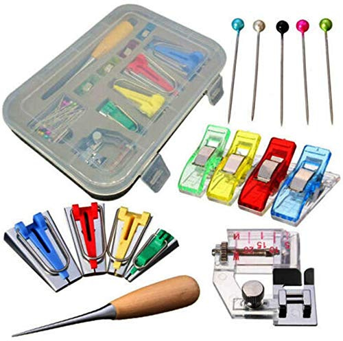 60 st tygband bandtillverkare kit med Awl hantverk sömnad lapptäcke Bias Tape Maker verktygssats för gör-det-själv quiltning sömnadsverktyg