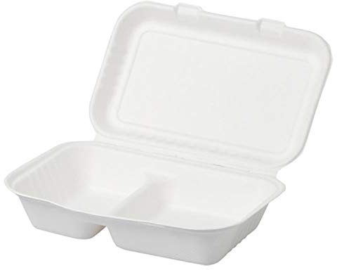 Contenitori box hamburger BIO 100% COMPOSTABIBILI in polpa di cellulosa bianchi per ASPORT, TAKE AWAY, e DELIVERY panini ed hambuger. (DOPPIO 1000 ML 24.5X16 CM)