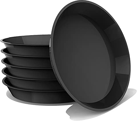 DUNPUTE Paquete de 6 platillos de plástico de 5 Pulgadas, Resistentes y duraderos, para Interiores y Exteriores (13.5 Pulgadas, Negro)