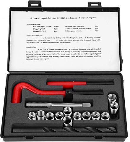 Heli Coil, Coil Master Kit, 17 inserts filetés M11x1.25 Kit d'assortiment d'accessoires de réparation de filetage femelle Kit Réparation Filetage