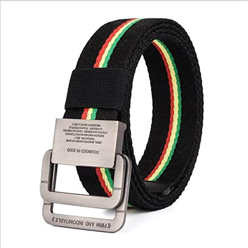 HDDSHJ Gürtel Doppel D-Ringe - Bunte Nähte Canvas Casual Gürtel Für Männer Frau, Street Hip-Hop-Stil Gurtband Taillengurt Doppelschleife D-Ring-Schnalle, Jeans-Bund-Gürtel 115Cm, Bunt, 120Cm (47.2