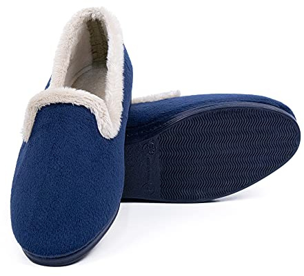 N/S Zapatillas de Casa Mujer Invierno | Zapatos de Borreguillo con Cuña | Pantuflas de Rejilla Cerradas | Suela de Caucho Antideslizante | Calzado de Descanso Térmico | Tallas 35-41