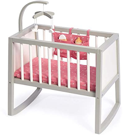 MUSTERKIND Puppenwiege Viola grau/weiß/Altrosa