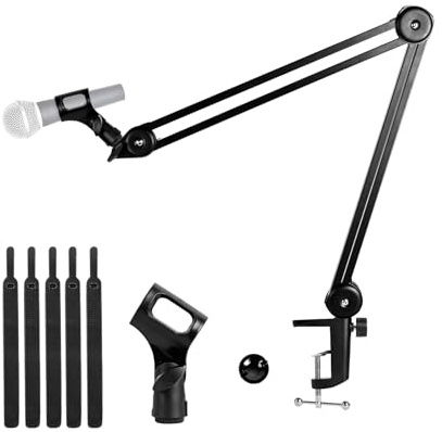 ZRAMO Robuster Mikrofonarmständer, verstellbare Aufhängung, Galgen, Scherenmikrofonständer für Blue Yeti, Snowball, und Blue Yeti Nano AT2020, AT2020USB+, AT2035, ATR2500-USB, ATR2100-USB, etc. (groß)