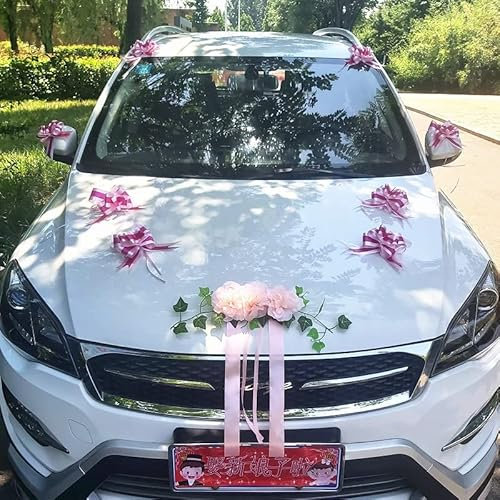 Autoschmuck Hochzeit,Rose Deko Auto Schmuck Brautwagen Girlande Auto Wedding Deko Feste Romantische Brautpaar Rose Deko Künstliche Blumenschmuck Hochzeitsschmuck Auto Wedding Deko Hochzeitsdeko