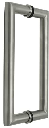 CKB Poignée de porte de douche ronde dos à dos de 20,3 cm compatible avec verre d'épaisseur de 1,3 cm à 1,27 cm pour portes de douche sans cadre, nickel brossé avec acier inoxydable 304