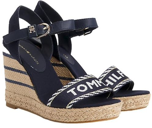Tommy Hilfiger SEASONAL WEBBING WEDGE, Sandalo espadrillas con zeppa Donna, Blu (Space Blue), 41 EU