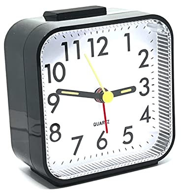 GUIGUZHJ Wecker Analog Ohne Ticken mit Licht und Schlummerfunktion und Obere Taste, Lauter Alarm, Wecker Leise, Batteriebetrieben, Kinder Wecker, Tragbarer Wecker, Schwarz