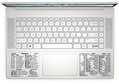 SYNERLOGIC (10 sets) Windows + Word/Excel (for PC) Shortcuts Stickers Bundle | No-Residue Laminated Vinyl Cheatsheet Windows Keyboard Stickers 89 x 76mm + 102 x 76mm (Clear/Black, Large, 10 sets)