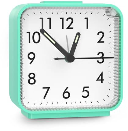 Brifit Wecker Analog, Leise Ohne Ticken Wecker mit Nachtlicht, Quarzwecker mit Schlummerfunktion, Lauter Alarm, Batteriebetrieben Tragbarer Wecker für Schlafzimmer Wohnbereich Büro Reisen