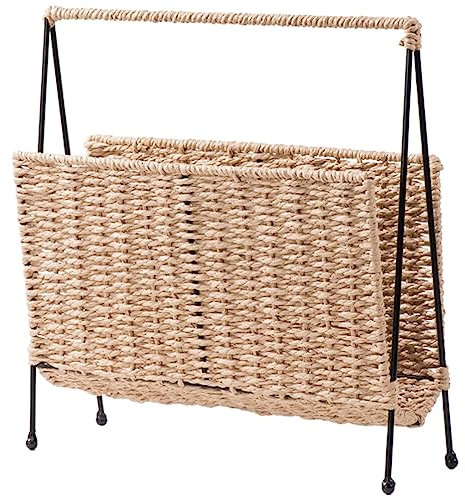 Cabilock Tissé Porte-Revues Stockage Debout Panier En Osier Porte-Revues Rotin Porte-Journaux Plancher Étroite Étagère Panier À Linge Pour Livres Couverture