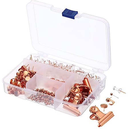 PATIKIL Stecknadel Set 310Stk 5 Stil Daumennägel Zubehör mit Stecknadel Haken Klemmen für Kork Brett Anschlagbrett Hängen Heimwerken Rose Golden