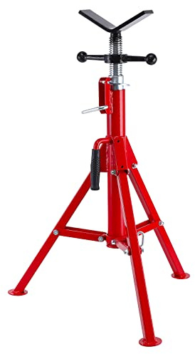 V Head Pipe Stand Adjustable Height 28-52 Inch, Steel Jack Stands 2500 lbs Load Capacity, Folding Portable, 1/8 to 12 Inch Pipe Capacity ,Ideal for Welding, Automotive, and Construction Projects