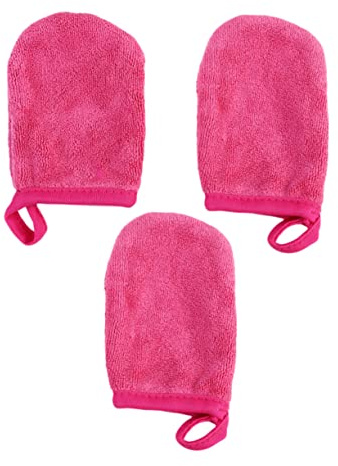 Angoily 3pcs Facial Cleansing Gloves Makeup Removal Gentle Exfoliating Pads for Face Powder Pads