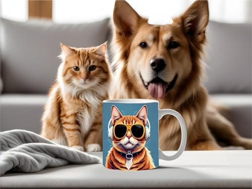 HD PRINT4YOU Taza de café – Taza con foto impresa personalizada, cerámica, diseño de gato mama (Cat Mom)