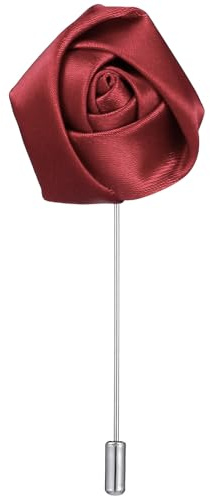 SHERCHPRY Männer Boutonniere Rosenblume Weinrot Handgefertigte Brosche Als Revers Pin Und Anstecknadel Für Anzug Krawatte Hochzeit 2 Stück