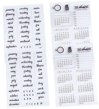 VILLFUL 4stücke Teiliges Kalender-stempelset Für Scrapbooking Und Fotoalben Transparente Stempel Für Kreative Bastelprojekte Wiederverwendbar Und Leicht Zu Reinigen