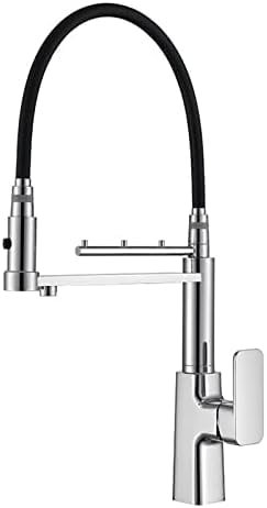 3-Wege-Küchenarmatur, Herausziehbare Brause, Küchenmischbatterie, Schwarzer Silikonschlauch, Spülbecken-Mischbatterie, Trinkwasserreiniger, Wasserhahn Aus Messing Mit 360-Grad-Schwenkauslauf