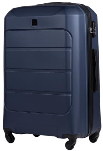 Wings Koffer Hartschale Blau | 75 x 48 x 29 cm Groß Reisekoffer & Trolleys | Ultraleicht Rollkoffer mit Rollen | Koffer Trolley Handgepäck | Hartschalenkoffer Mit Schloss | für Flugzeug