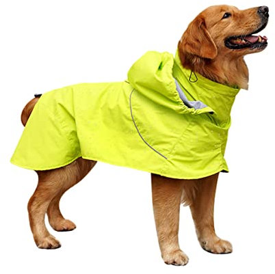 DRESSOOS Wasserdichter Nylon-Regenmantel Für Hunde Mit Hohem Kragen Verstellbarer Haustierbekleidung Für Nassem Wetter Und Haustierbedarf