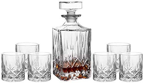 Ensemble de carafe à whisky 7 pièces, carafe à whisky en cristal, ensemble carafe et verre, ensembles de carafe à whisky pour hommes, liqueur, verres Ensemble de carafe à whisky verres (Couleur : S)
