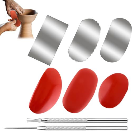 8 Stück Keramik Ton Rippen Set,Töpferwerkzeug Set,Modellierwerkzeug,Töpfer Set,Tonwerkzeug,Skulptur Töpferform,Töpferformen,Keramiknadel,Töpferset Für Modellbau Schnitzarbeiten Machen Bildhauerei