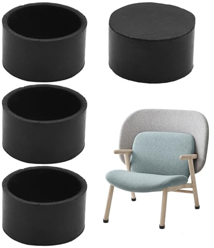Kisbeibi 4 Pièces de Protections pour Pieds de Chaise, Ø25 mm, Protège-Pieds en Caoutchouc Noir, Tampons de Choc Rondes pour la Protection du Sol