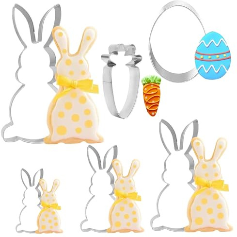 Osterhasen Ausstecher Set, 7 Stück Keksausstecher Ostern, Osterausstecher Hase Ostereier, Hase, Ei, Rettich Ausstechformen Ostern Plätzchen, Ideales Ostergeschenk & Osterplätzchen für Backen