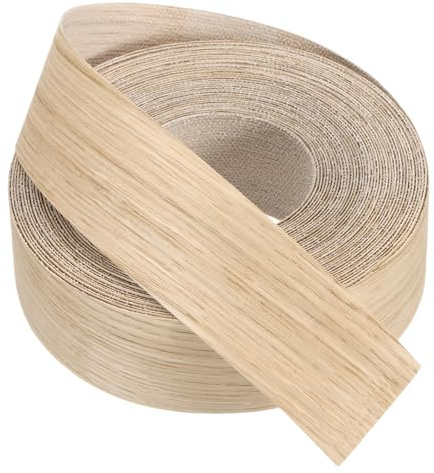 PATIKIL Bande chant en chêne blanc, 2 pouces x 49,2 pieds Ruban placage en bois pré-collé Bande chant en contreplaqué flexible avec adhésif thermofusible pour la restauration meubles