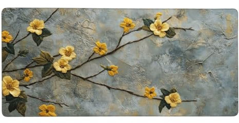 Amarillo Alfombrilla Ratón XXL 1000x500x4mm, Alfombrilla de RatónRetro con Base Goma Texturizada Antideslizante, Grande Gaming Mouse Pad Mejora La Precisión y La Velocida, para Ratón y Teclado-GZ988