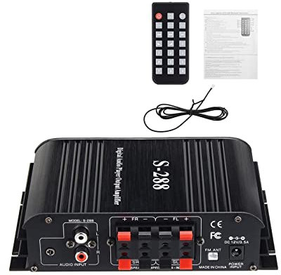Amplificatore audio per auto, Amplificatore for auto a quattro vie con funzione microfono a lanterna Stereo for veicoli con subwoofer potente a 4 canali Fornisce una qualità del suono più chiara(Witho
