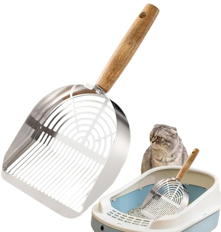 ETUCYNG Paletta per Lettiera - Acciaio Inossidabile con Paletta Igienica per Animali Domestici | Attrezzo Portatile con Setaccio e Manico Ergonomico Lungo, Accessorio per Pulizia Domestica e Viaggi