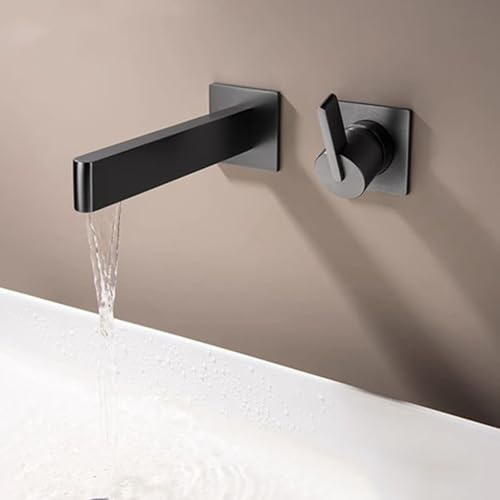 ZYCDP Rubinetto Bagno Lavabo Incasso Monocomando Rubinetto Bagno a Cascata in Ottone Grigio Canna Di Fucile