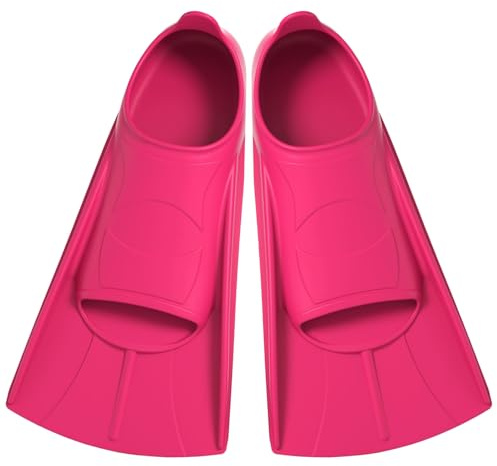 Pinne da Nuoto in Silicone, Pinne Corte per Adulti e Bambini, comode per Allenamento, Nuoto o Snorkeling (Rosso, XS(30-32))