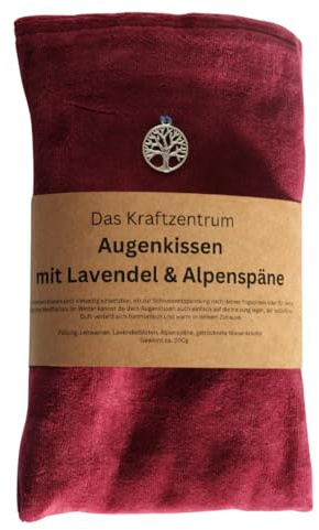 Das Kraftzentrum Augenkissen – Handgefertigt mit Lavendel & Alpenholzspänen – Weiches Augen- und Entspannungskissen – Für Yoga, Meditation & kleine Auszeiten – Baumwollbezug (Rot)