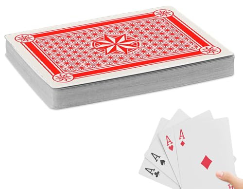 LYITZW 1 Set, 54 Karten, Jumbo Pokerkarten, XXL Spielkarten, Riesige Poker Spielkarten, Gigantisches Kartenspiel, Wasserfeste Kunststoffspielkarten, Spaßgeschenk,17×12cm