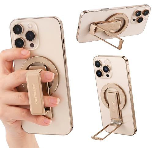 nediea Magnetic Phone Ring Holder, PU Leather Strap for Pain-Free Grip | 0-180° Adjustable Kickstand, Strong Compatible with MagSafe, Stand for iPhone 17/16/15/14/13/12 Pro Max Plus, Android