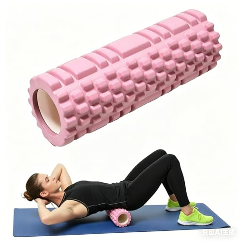 Senken Rodillo de espuma para la columna vertebral (30 x 10 cm), con masaje de textura 3D, rodillo de espuma dura para automasaje, alivia la tensión muscular, rollo de fascia para yoga, deporte