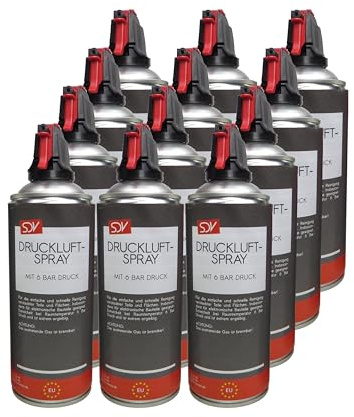 SDV Chemie Druckluftspray 12x 400ml Air Duster Druckluftreiniger | Pressluft, Compressed Gas