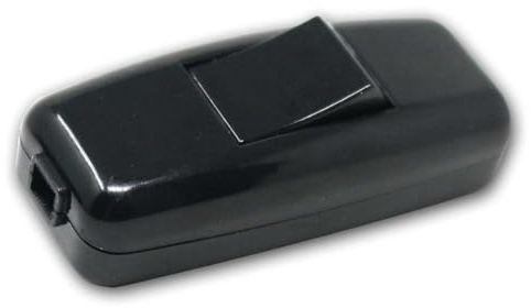 world-trading-net Interrupteur à Bascule unipolaire en Ligne, 250 V/6 A – pour câbles Plats (2 x 0,75 mm²), boîtier Plastique Noir, bornes à vis, Usage intérieur