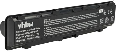 vhbw Akku kompatibel mit Toshiba Satellite C875 | L805D, L830, L830D, C875D, L800, L800D, L805 Notebook (6600 mAh, 10,8 V, Li-Ion)