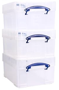 Really Useful Aufbewahrungsbox aus Kunststoff, 21 l, XL, transparent, 3 Stück