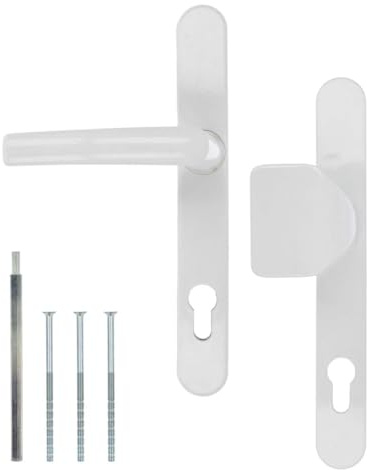 Premium Drückergarnitur DHS 92mm - Schildbreite 32mm, Farbe:Weiß RAL 9016, Griffart:Griff-Knauf